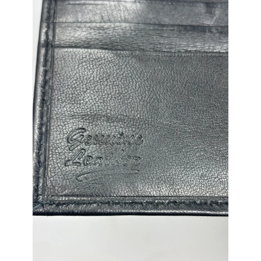 Black Leather Wallet‎ Bi-Fold w/ Fold Out 3.5